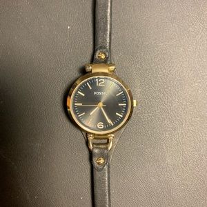 Fossil Black Thin Leather Watch